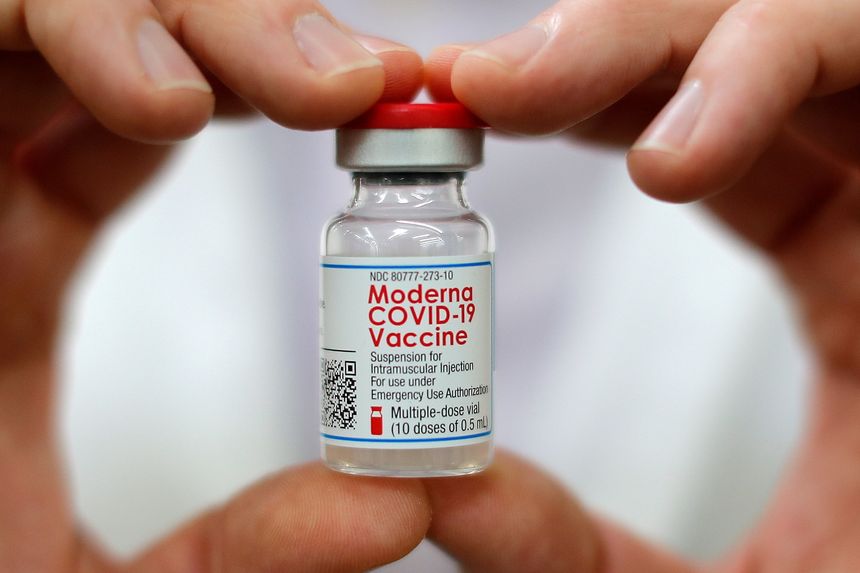 A vial of Moderna’s Covid-19 vaccine